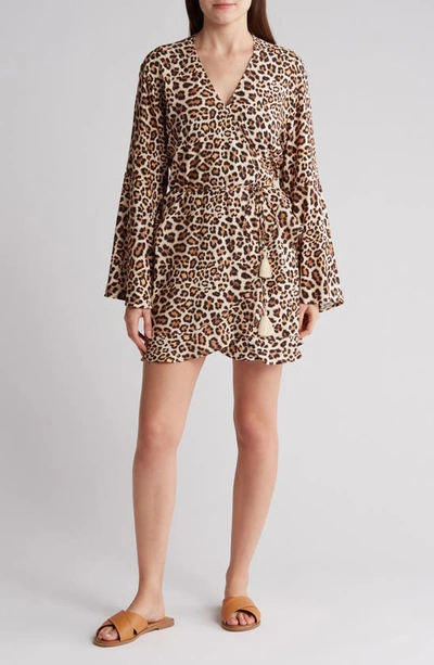 Maaji Cheetah Averie Cover Up Wrap Dress In Brown