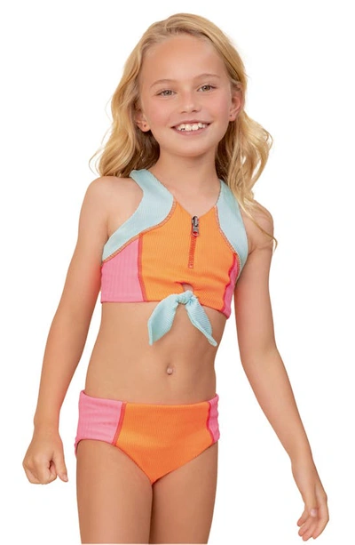 Maaji Kids' Vibrant Orange Candi Reversible Two-piece Swimsuit