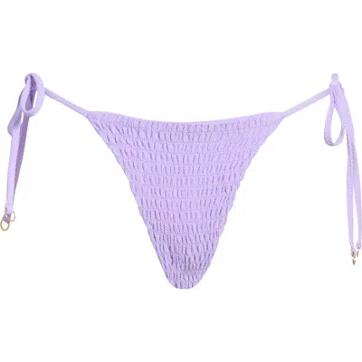 Maaji Sunflash Smocked Side Tie Swim Bottoms In Purple