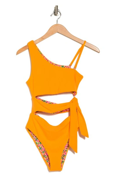 Maaji Sunset Cutout Reversible One-piece Swimsuit In Yellow