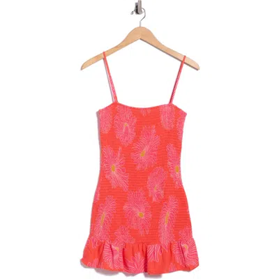 Maaji Zephyra Smocked Cover-up Dress In Red