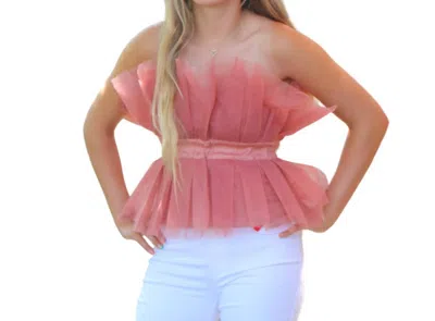 Mable Princess Dreams Tulle Tube Top In Rose In Multi