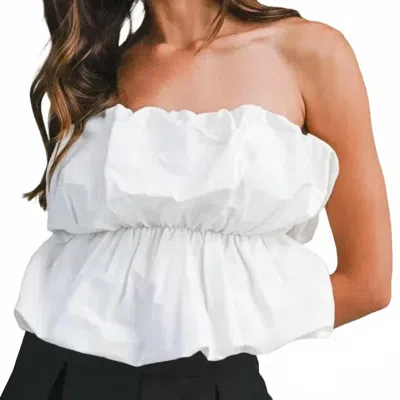 Mable Women's Strapless Bubble Top In White