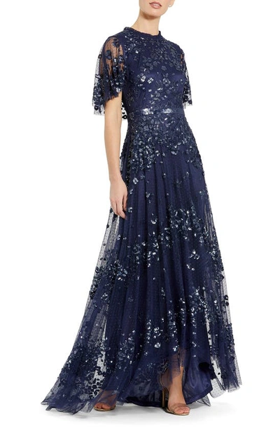 Mac Duggal Sequin Tulle Gown In Midnight