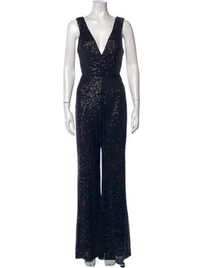 Pre-owned Mac Duggal V-neck Jumpsuit In Black