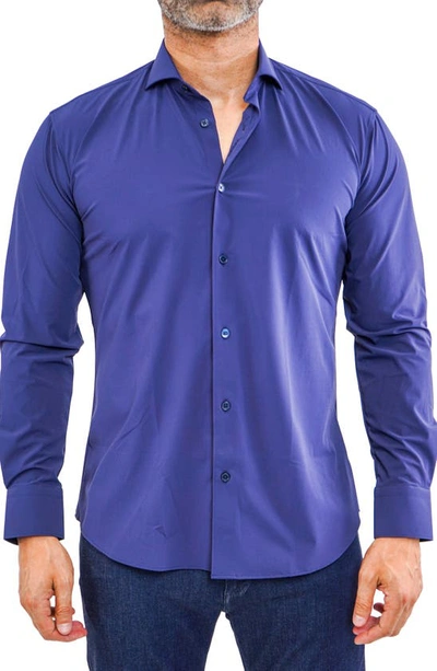 Maceoo Einstein Stretchcore Performance Button-up Shirt In Blue