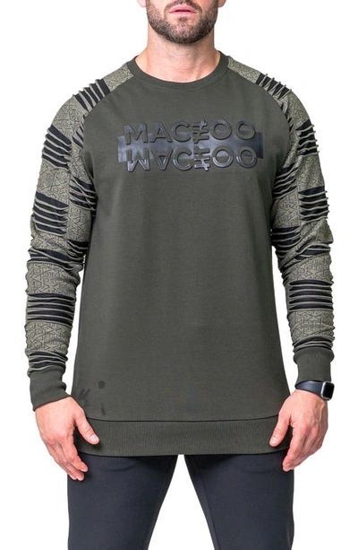 Maceoo Reflection Cotton Graphic Sweatshirt In Green