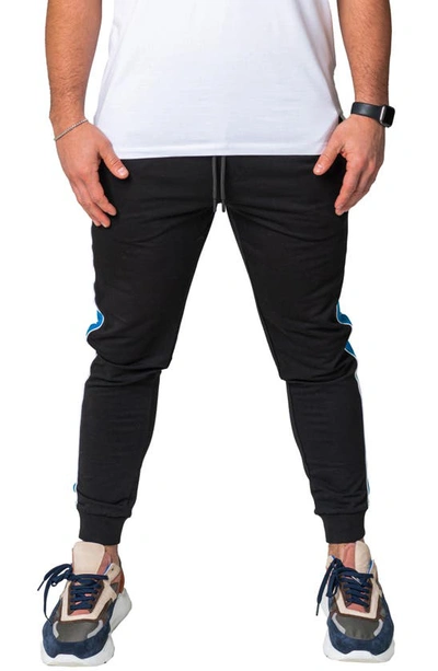 Maceoo Side Stripe Skinny Fleece Joggers In Black