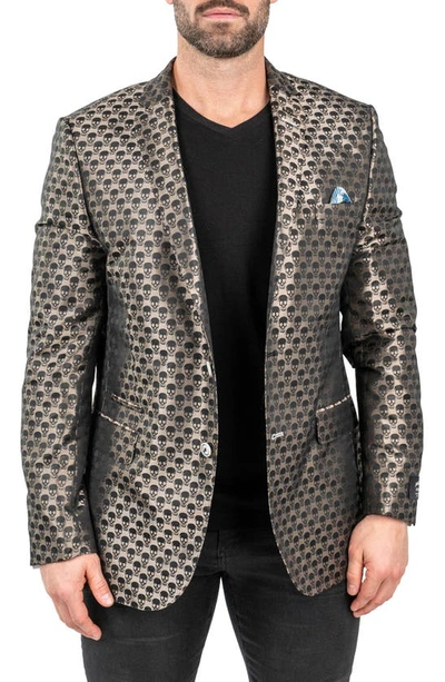 Maceoo Skullrepeat Brown Jacquard Blazer