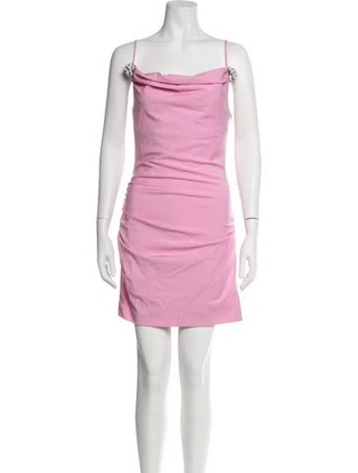 Pre-owned Mach&mach Cowl Neck Mini Dress In Pink