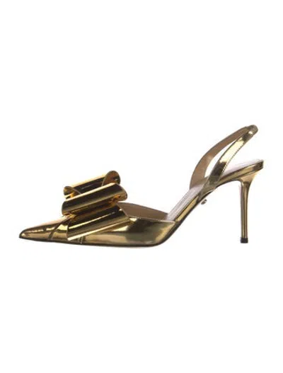Pre-owned Mach&mach Glitter Slingback Pumps In Gold/metallic