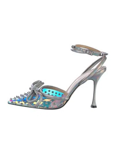 Pre-owned Mach&mach Patent Leather Patterned Pumps In Silver