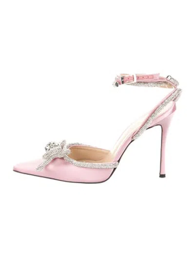 Pre-owned Mach&mach Satin Bow Accents Pumps In Pink