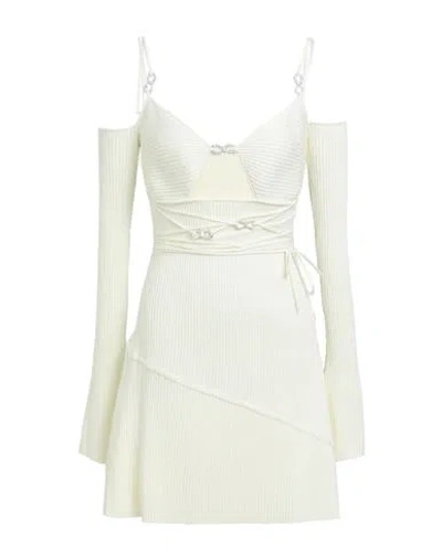 Mach & Mach Woman Mini Dress Cream Size L Viscose, Polyester In White