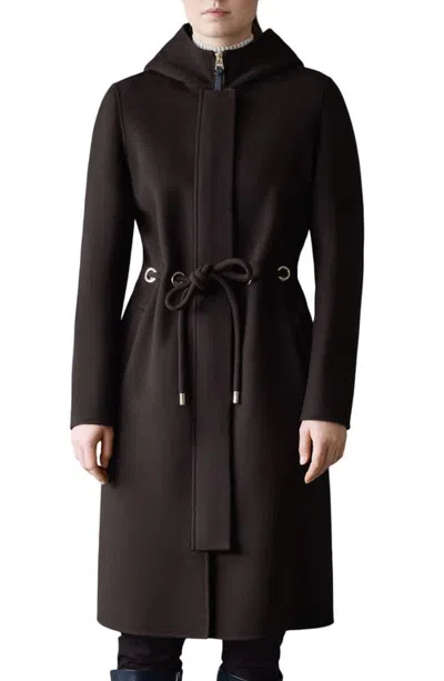 Mackage Blithe Handmade Wool Double Face Hooded Coat In Brown