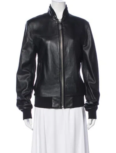 Pre-owned Mackage Lambskin Bomber Jacket In Black