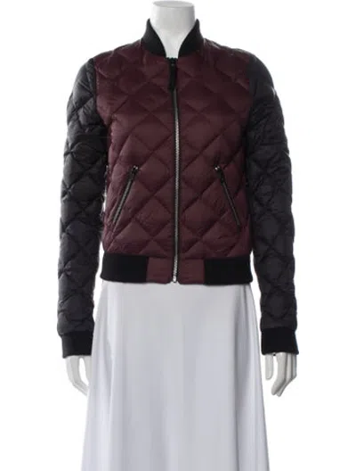 Pre-owned Mackage Nylon Bomber Jacket In Black/burgundy
