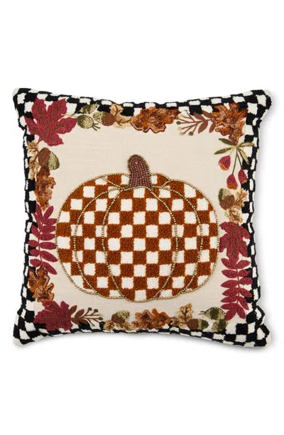 Mackenzie-childs Mackenzie Childs Check Pumpkin Throw Pillow In Brown