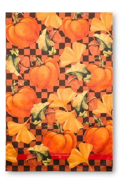 Mackenzie-childs Mackenzie Childs Checked Pumpkin Harvest Dish Towel In Orange