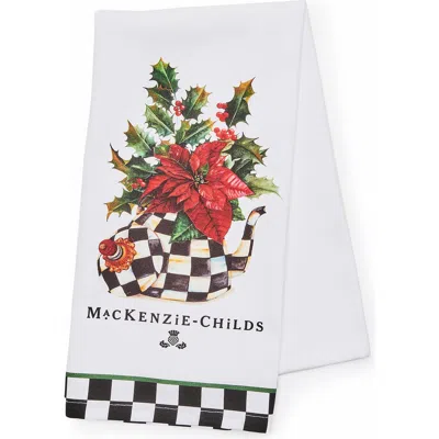Mackenzie-childs Mackenzie Childs Poinsettia Tea Kettle Dish Towel In White