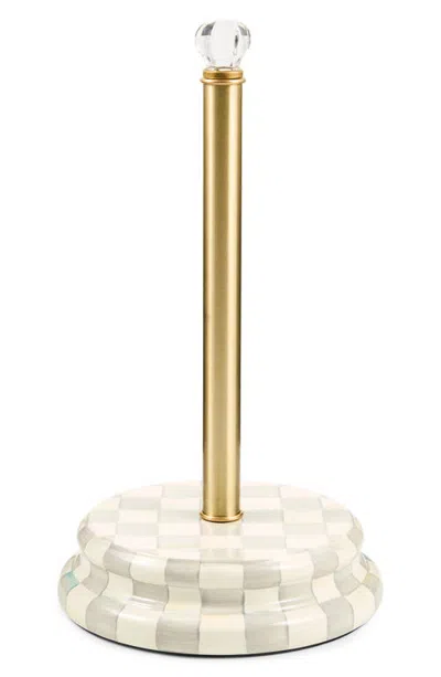 Mackenzie-childs Mackenzie Childs Sterling Check Paper Towel Holder In Grey