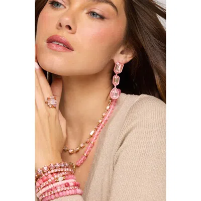 Macrae & Co . Bejeweled Square Drop Earrings In Cotton Candy