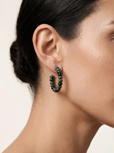 Macrae & Co Women's Bauble Hoops In Green In Black