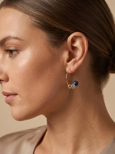 Macrae & Co Women's Golden Bauble Hoops In Blue In Burgundy