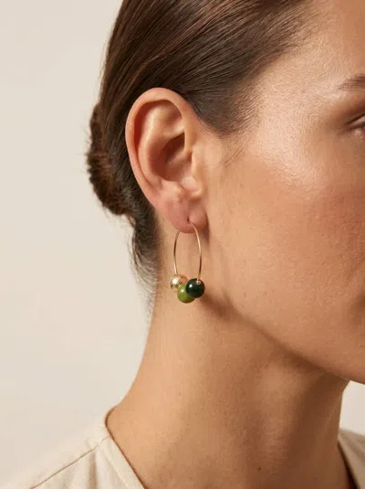 Macrae & Co Women's Golden Bauble Hoops In Green In Multi