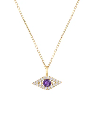 Macy's Amethyst And Diamond Evil Eye Pendant (1/10 Ct. T.w. Amethyst, 1/10 Ct. T.w. Diamond) In 14k Gold In Amethyst,14k Gold