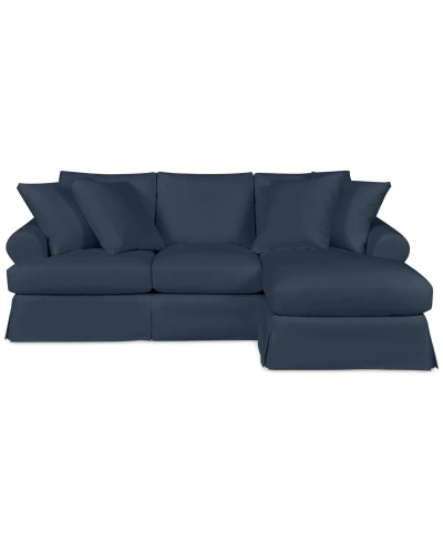 Macy's Brenalee 96" Fabric Roll Arm Sofa And Slipcover In Peyton Navy