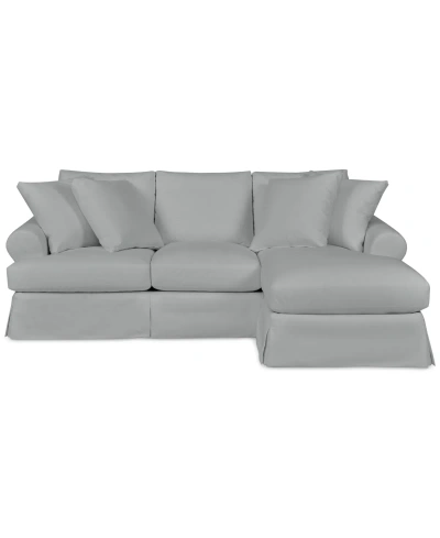 Macy's Brenalee 96" Fabric Roll Arm Sofa And Slipcover In Peyton Light Blue