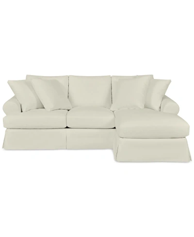Macy's Brenalee 96" Roll Arm Performance Fabric Slipcover Reversible Chaise Sofa With Four Pillows In Peyton Birch