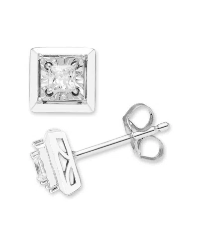 Macy's Diamond Stud Earrings (1/4 Ct. T.w.) In 14k White Gold In Metallic