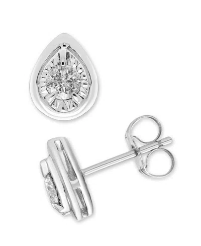 Macy's Diamond Stud Earrings (1/4 Ct. T.w.) In 14k White Gold In Metallic
