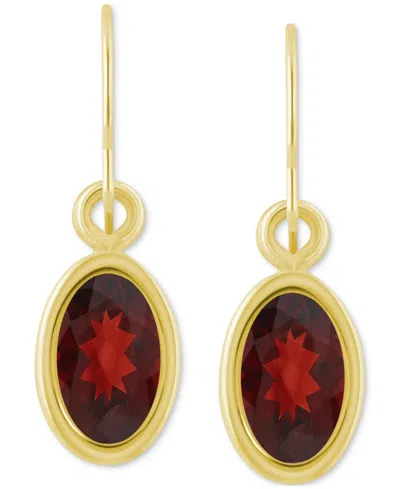 Macy's Oval Gemstone Drop Earrings In 10k Yellow Gold Or White Gold In Red