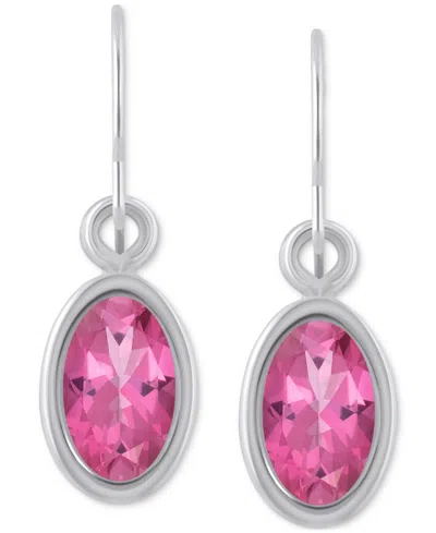Macy's Oval Gemstone Drop Earrings In 10k Yellow Gold Or White Gold In Silver
