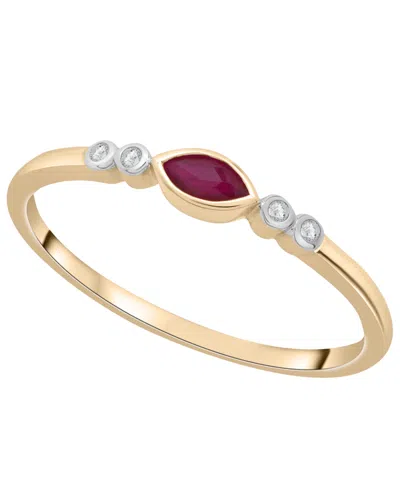 Macy's Ruby (1/8 Ct. T.w.) & Diamond Accent Dainty Ring In 14k Gold-plated Over Sterling Silver