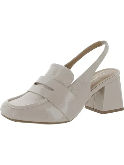 Madden Girl Britanna Womens Patent Loafer Heels In White