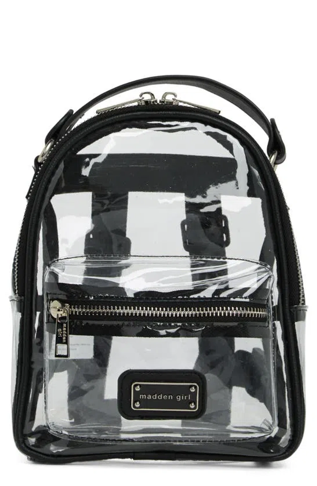 Madden Girl Clear and Black Vinyl Backpack NEW MADDEN GIRL ASHLEE CLEAR VINYL CAMERA CROSSBODY, BLACK, O/S  main image 4