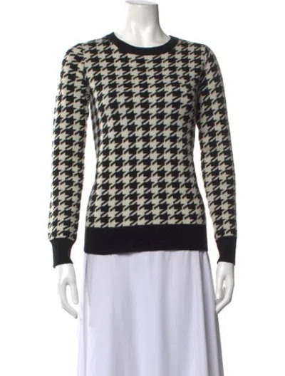 Pre-owned Madeleine Thompson Wool Houndstooth Print Sweater In White