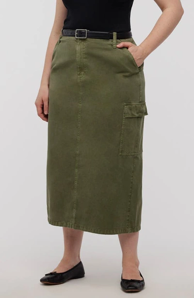 Madewell Cargo Midi Skirt In Desert Olive