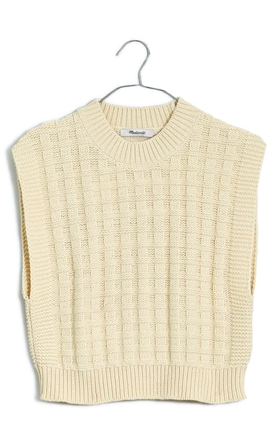 Madewell Checkered Stitch Wedge Sweater Vest In Antique Cream