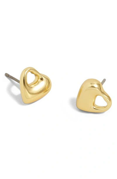 Madewell Cutout Puffy Heart Stud Earrings In Pale Gold