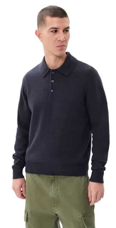 Madewell Frances Long Sleeve Polo Deep Indigo In Blue