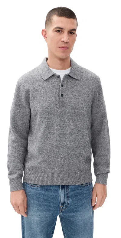 Madewell Frances Polo Sweater Heather Grey In Gray