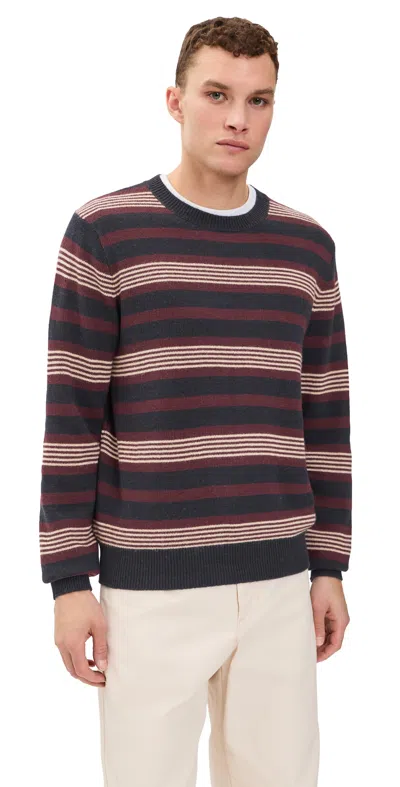 Madewell Frances Stripe Crew Sweater Obsidian Blue In Multi