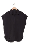 Madewell Lightspun Dolman-sleeve Button-up Shirt In Black Coal