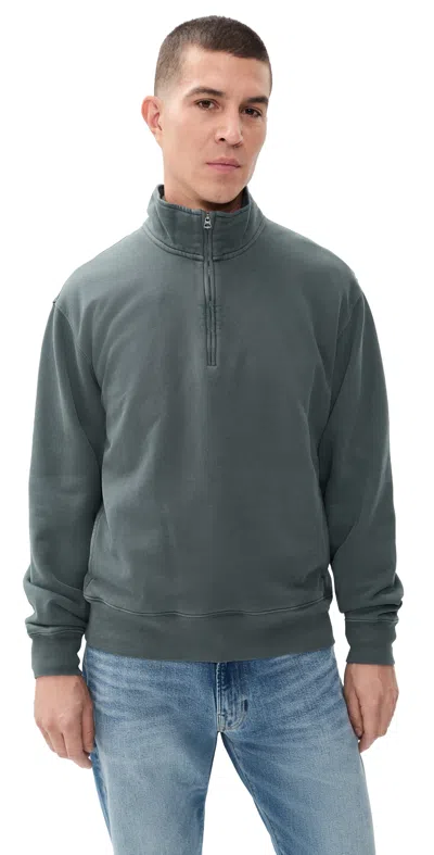 Madewell New Mccarren Quarter Zip Pullover Heirloom Blue In Green