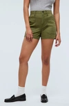 Madewell Perfect Military Twill Shorts In Desert Olive